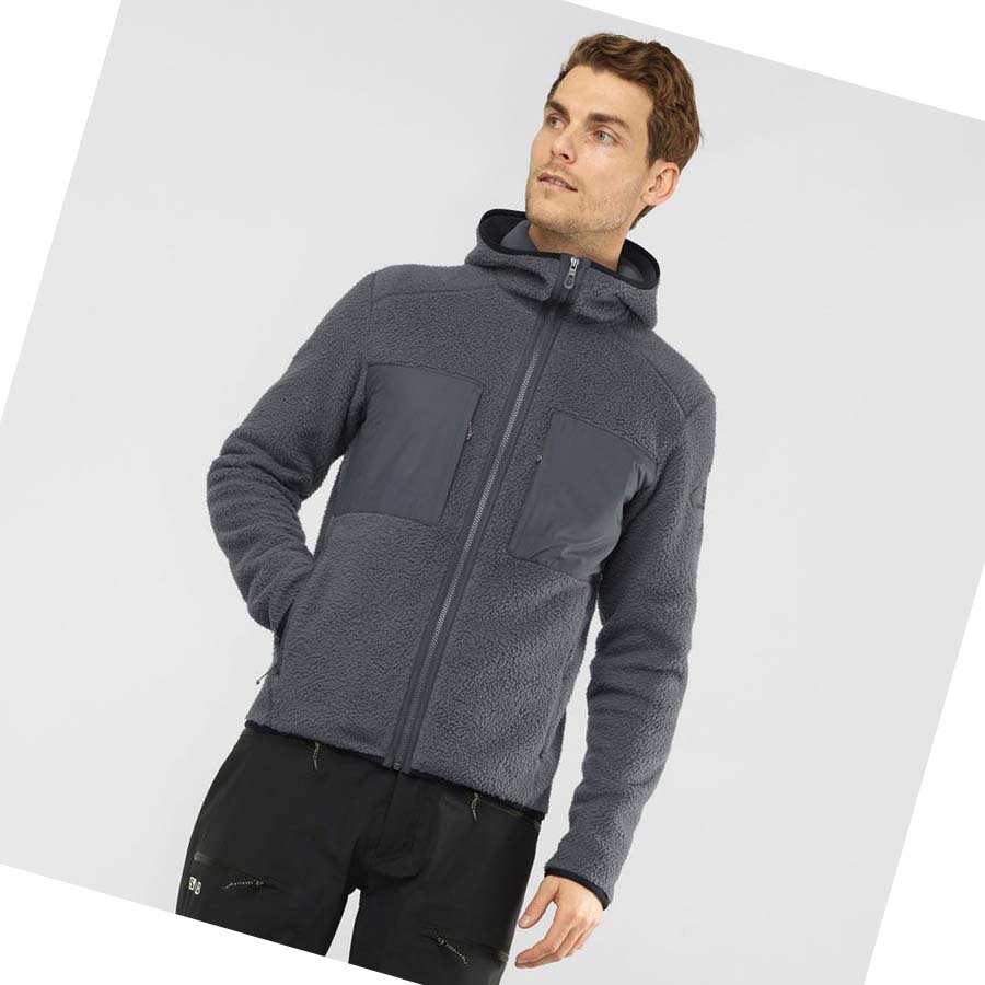 Salomon ESSENTIAL WARM TEDDY Erkek Kapüşonlu Sweatshirt Gri | TR 3214GSO